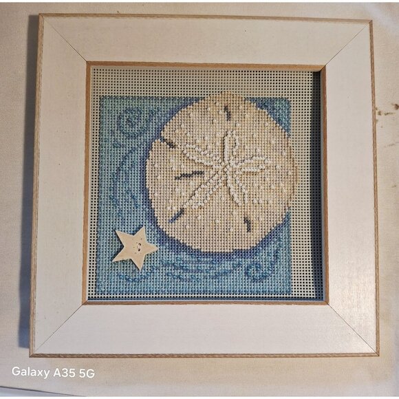 Mill Hill Set Of 3 Framed Coastal-Themed beading Needlepoint Art With Seashell S - Picture 5 of 10